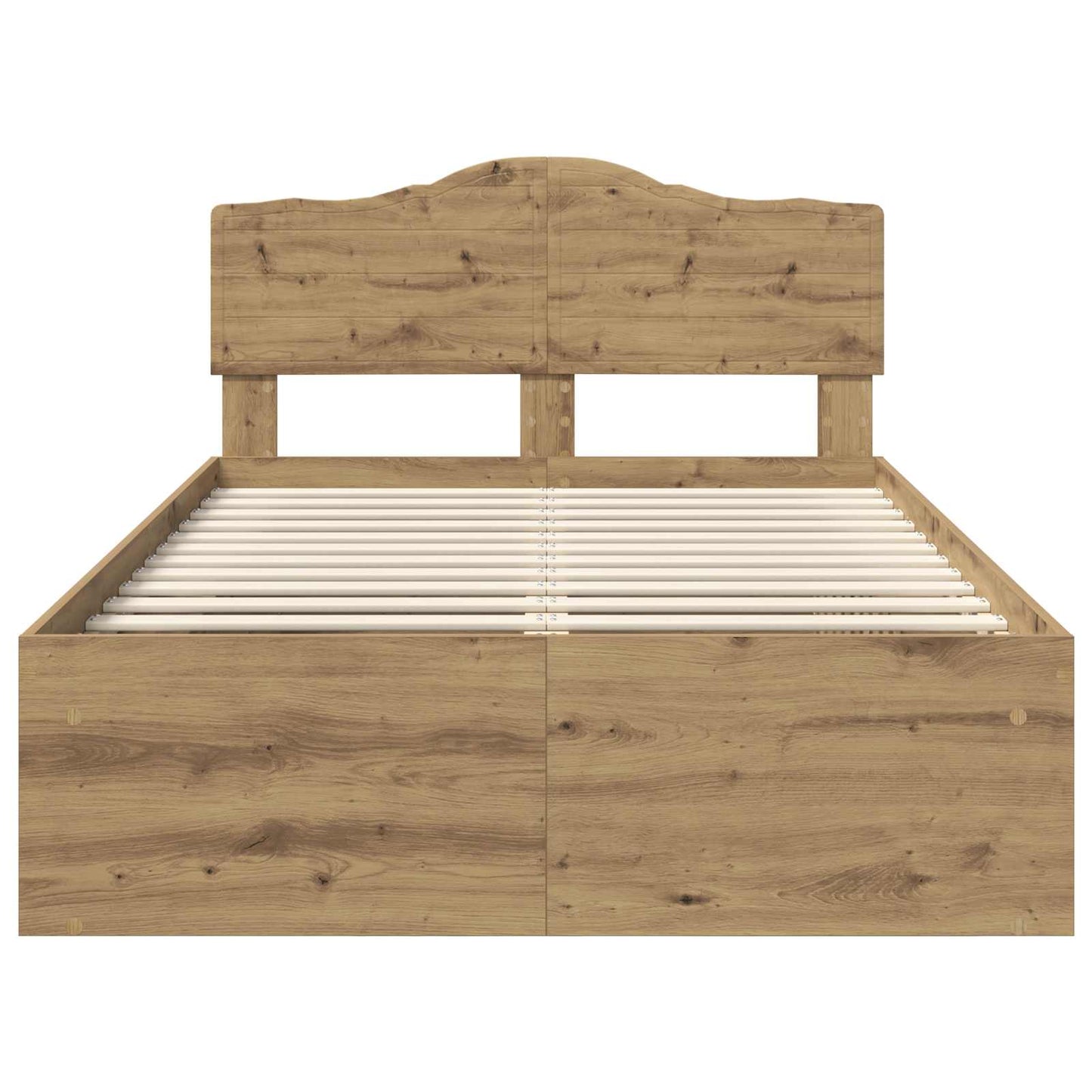 Bedframe Ambachtelijk Eiken Massief Grenenhout Artisanaal Eikenkleurig 120 x 200 cm