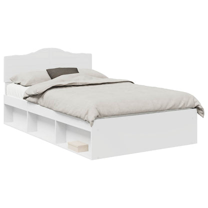 Bedframe met hoofdeinde Wit 120 x 190 cm Massief grenenhout