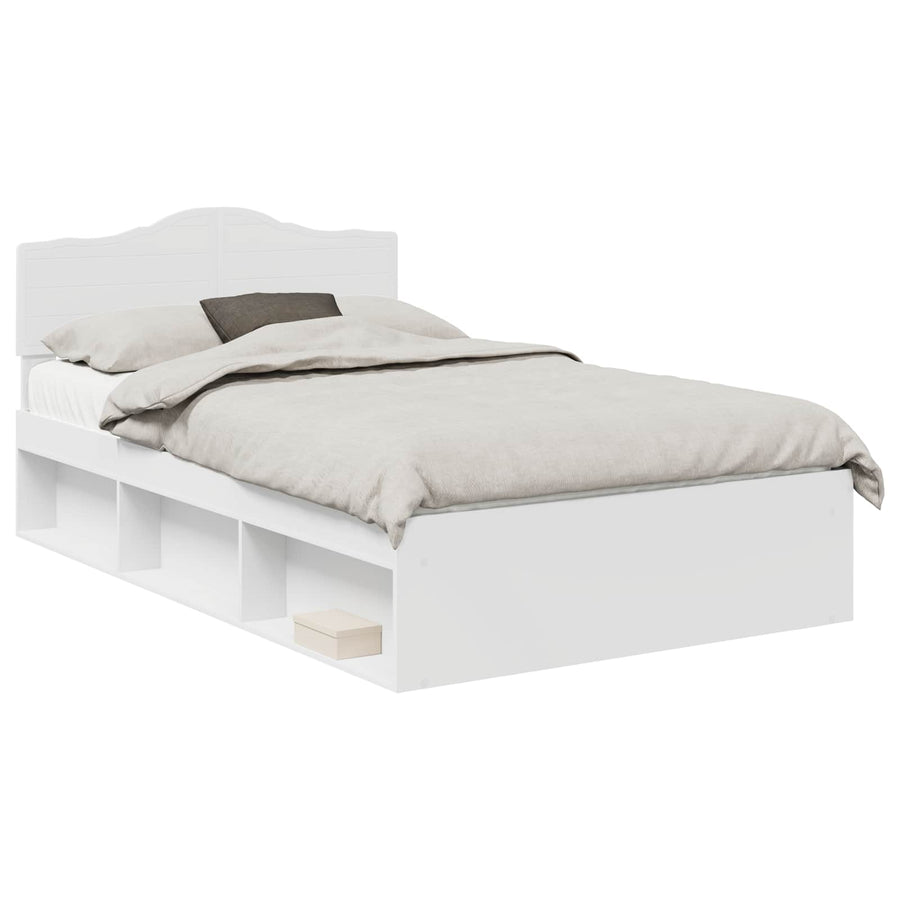 Bedframe met hoofdeinde Wit 120 x 190 cm Massief grenenhout