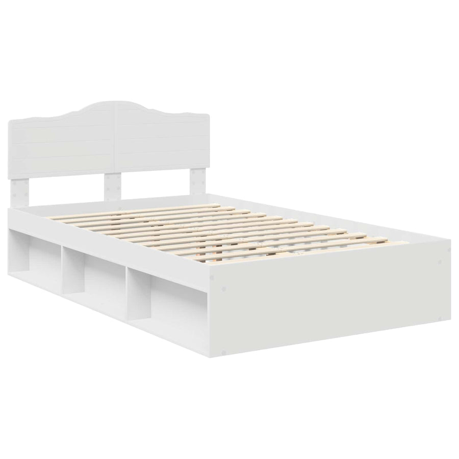 Bedframe met hoofdeinde Wit 120 x 190 cm Massief grenenhout