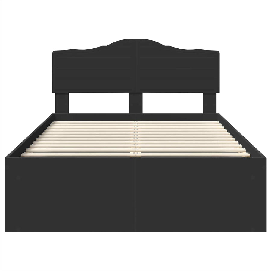 Bedframe met hoofdeinde Zwart 120 x 190 cm Massief grenenhout