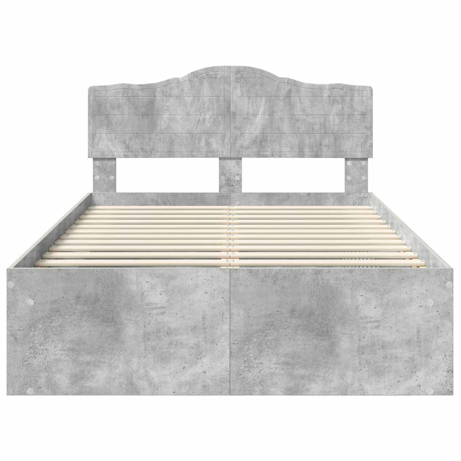 Bedframe met hoofdeinde Beton 120 x 190 cm Massief grenenhout