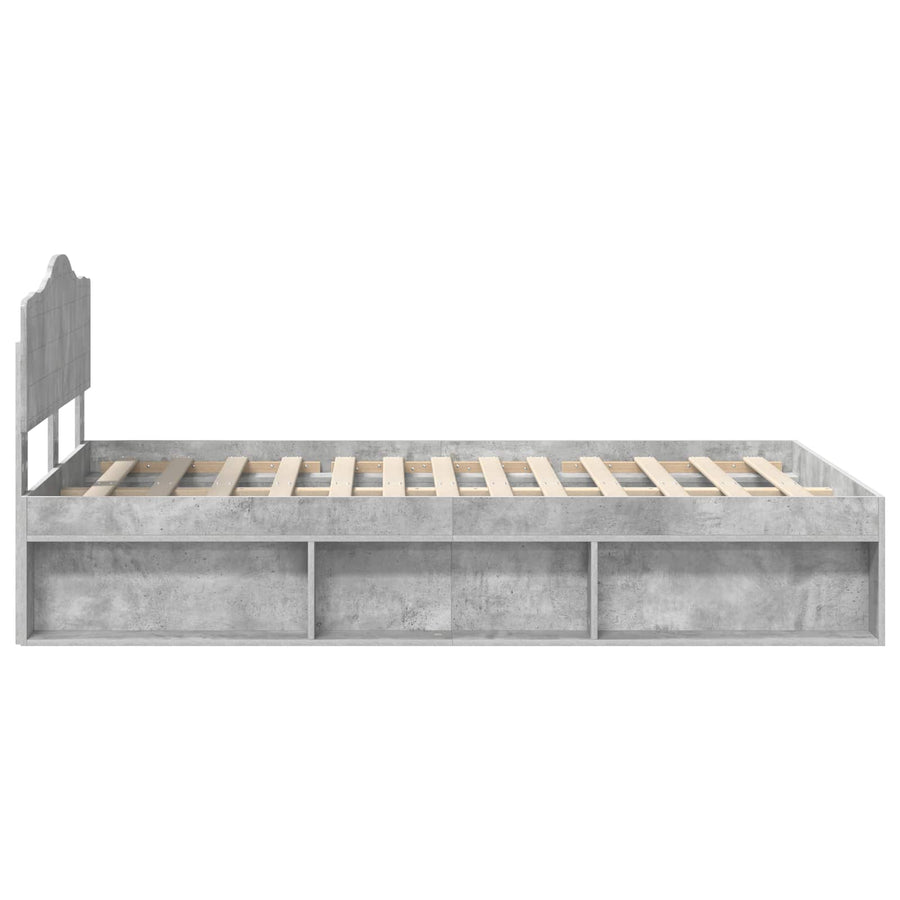 Bedframe met hoofdeinde Beton 120 x 190 cm Massief grenenhout