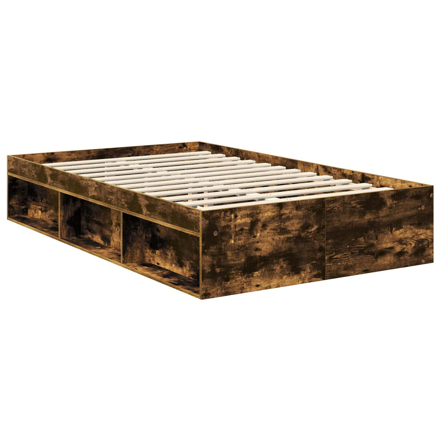 Bedframe Gerookt eiken 120 x 190 cm Massief grenenhout