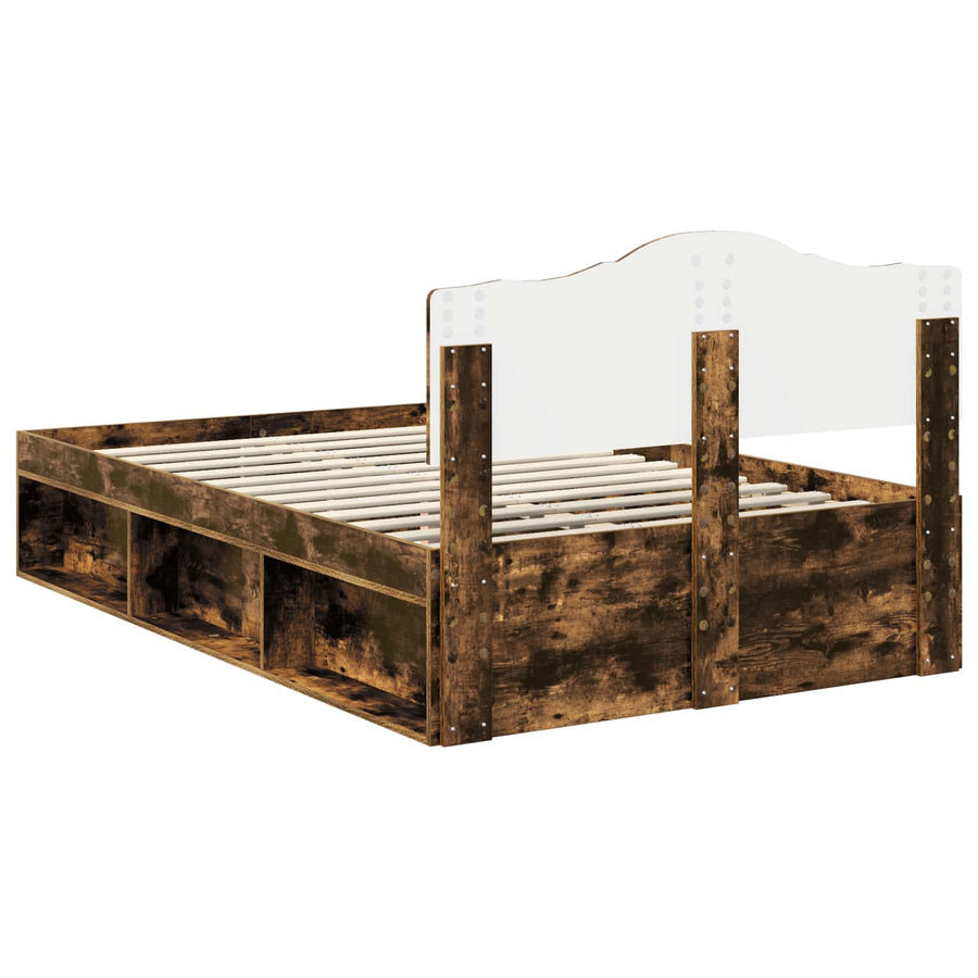 Bedframe Gerookt eiken 120 x 190 cm Massief grenenhout