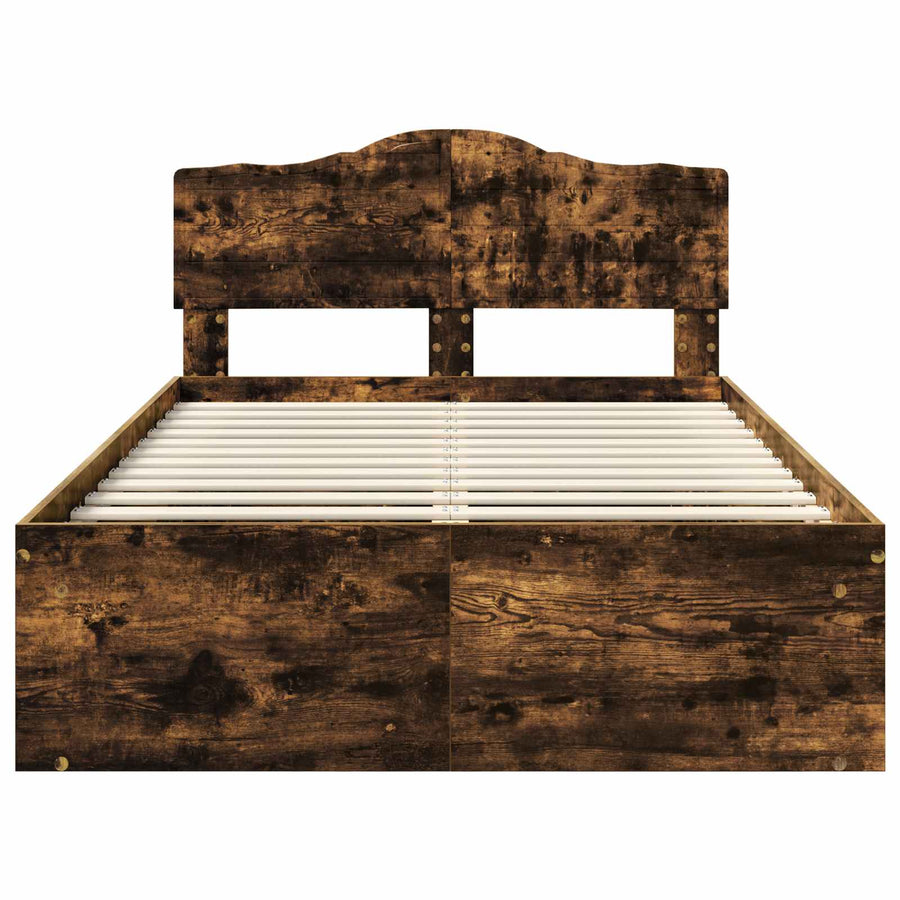 Bedframe Gerookt eiken 120 x 190 cm Massief grenenhout