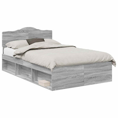 Bedframe Grijs Sonoma 120 x 190 cm Massief grenenhout