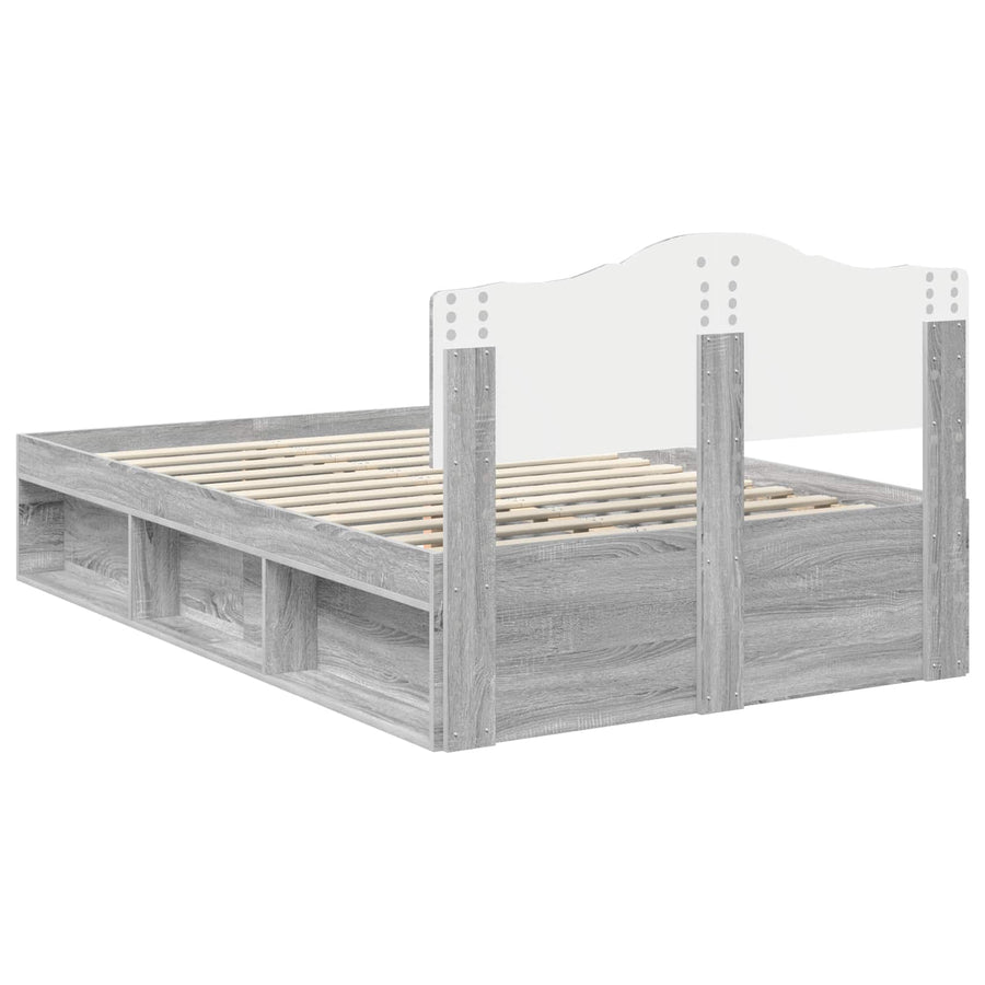 Bedframe Grijs Sonoma 120 x 190 cm Massief grenenhout