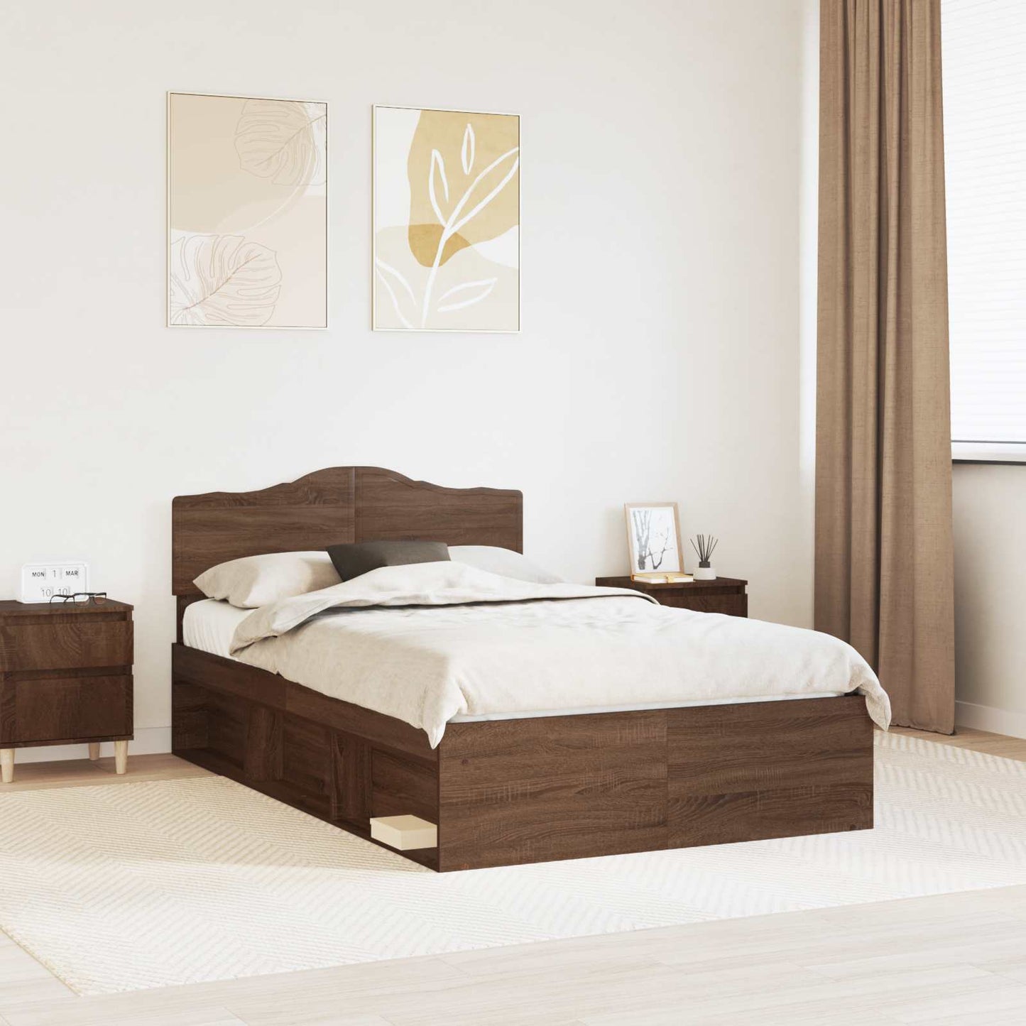 Bedframe Bruin Eiken 120 x 190 cm Massief grenenhout