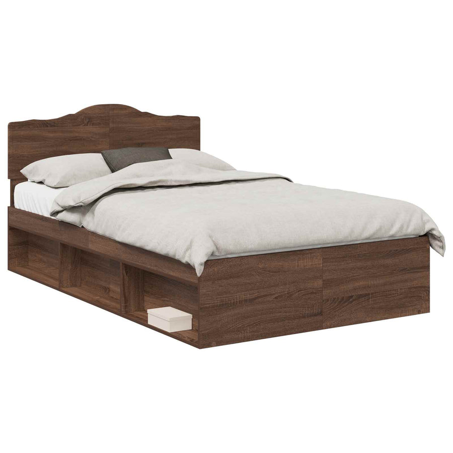 Bedframe Bruin Eiken 120 x 190 cm Massief grenenhout