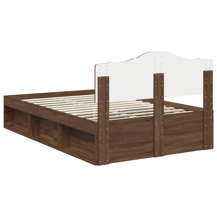 Bedframe Bruin Eiken 120 x 190 cm Massief grenenhout