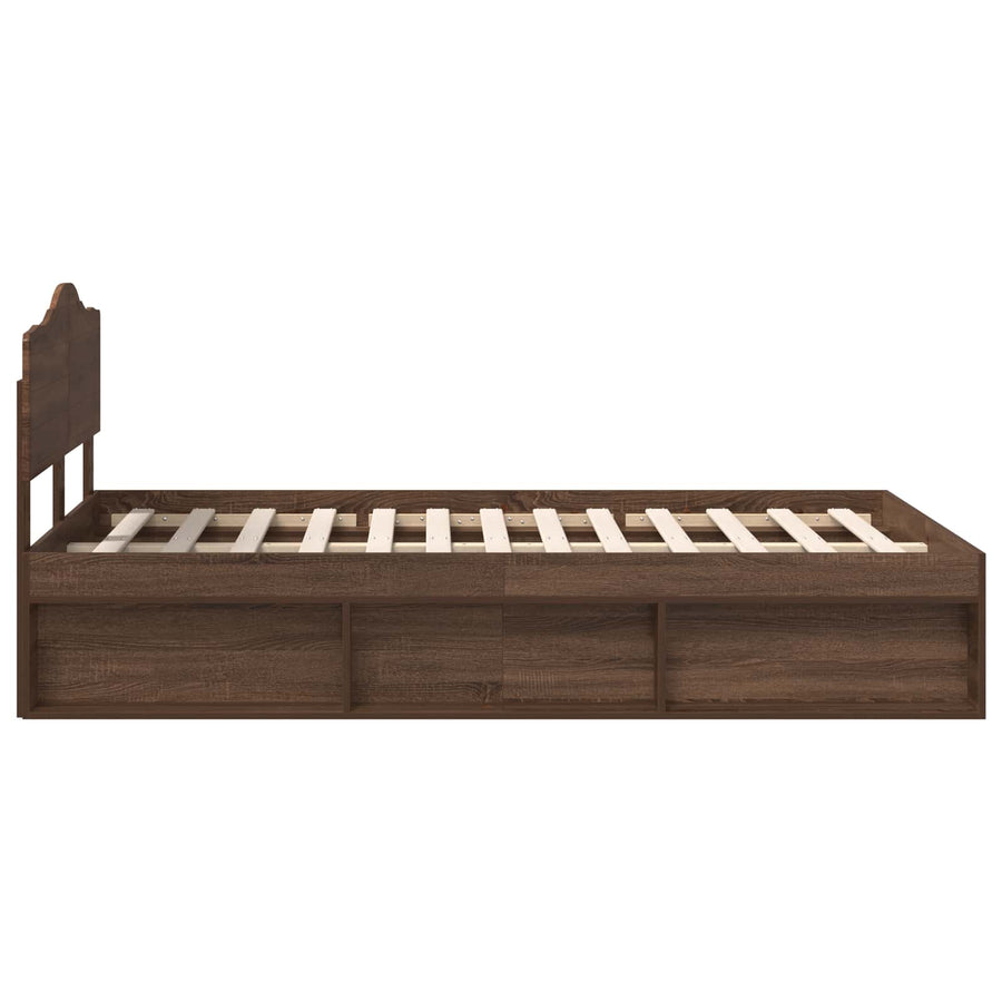 Bedframe Bruin Eiken 120 x 190 cm Massief grenenhout
