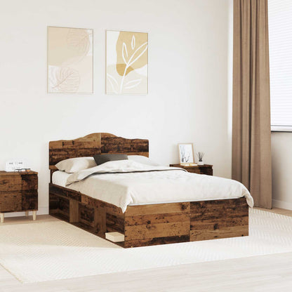 Bedframe met hoofdeinde Oudhout 120 x 190 cm Massief grenenhout