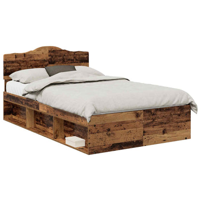 Bedframe met hoofdeinde Oudhout 120 x 190 cm Massief grenenhout