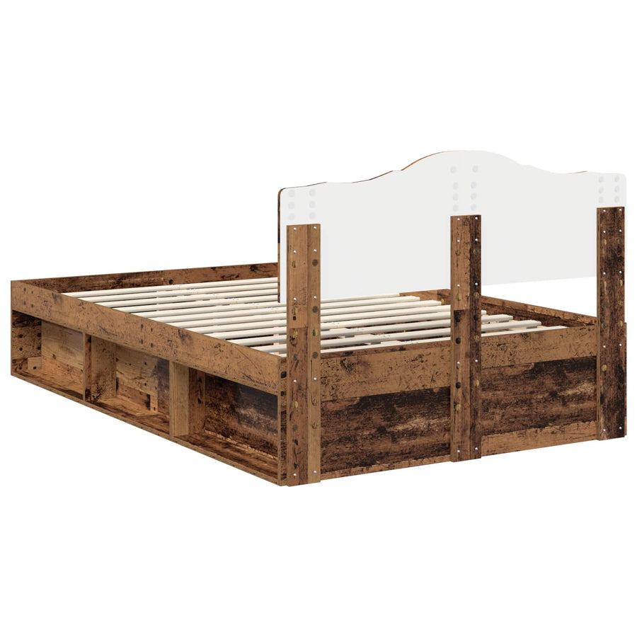 Bedframe met hoofdeinde Oudhout 120 x 190 cm Massief grenenhout