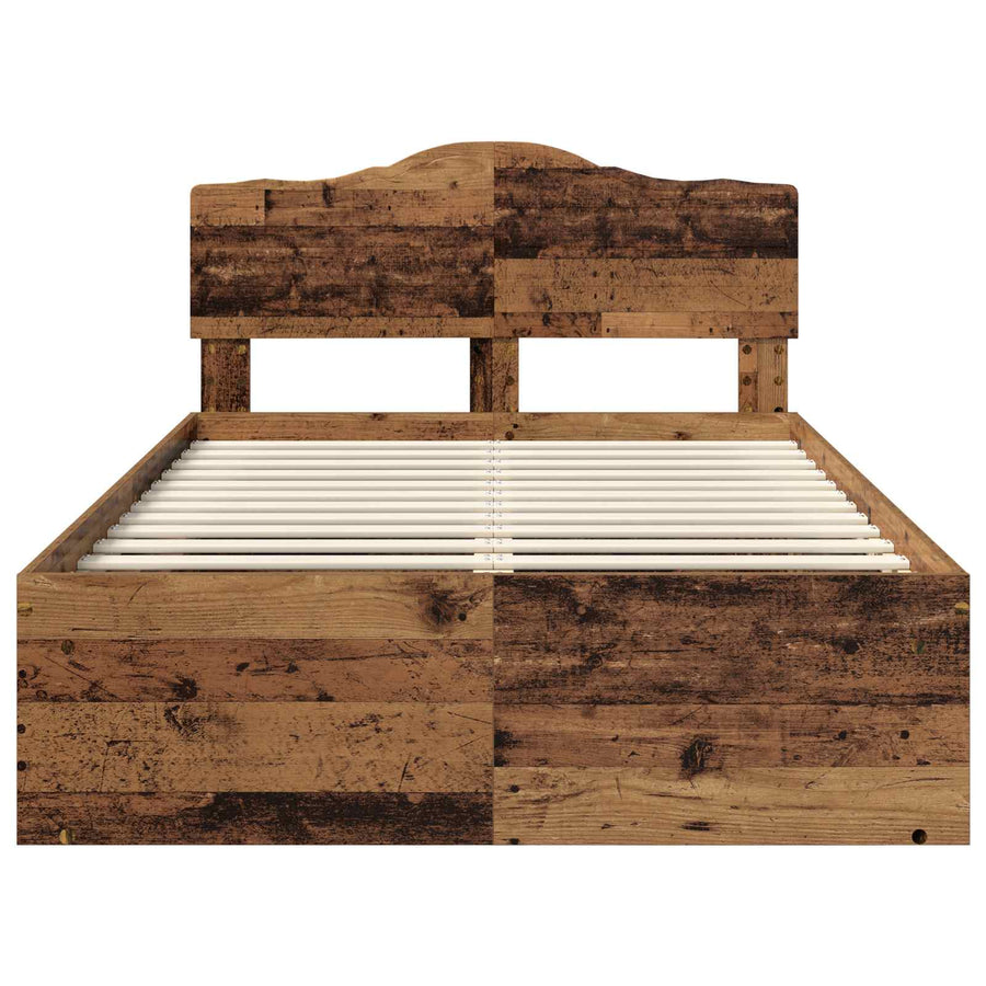 Bedframe met hoofdeinde Oudhout 120 x 190 cm Massief grenenhout