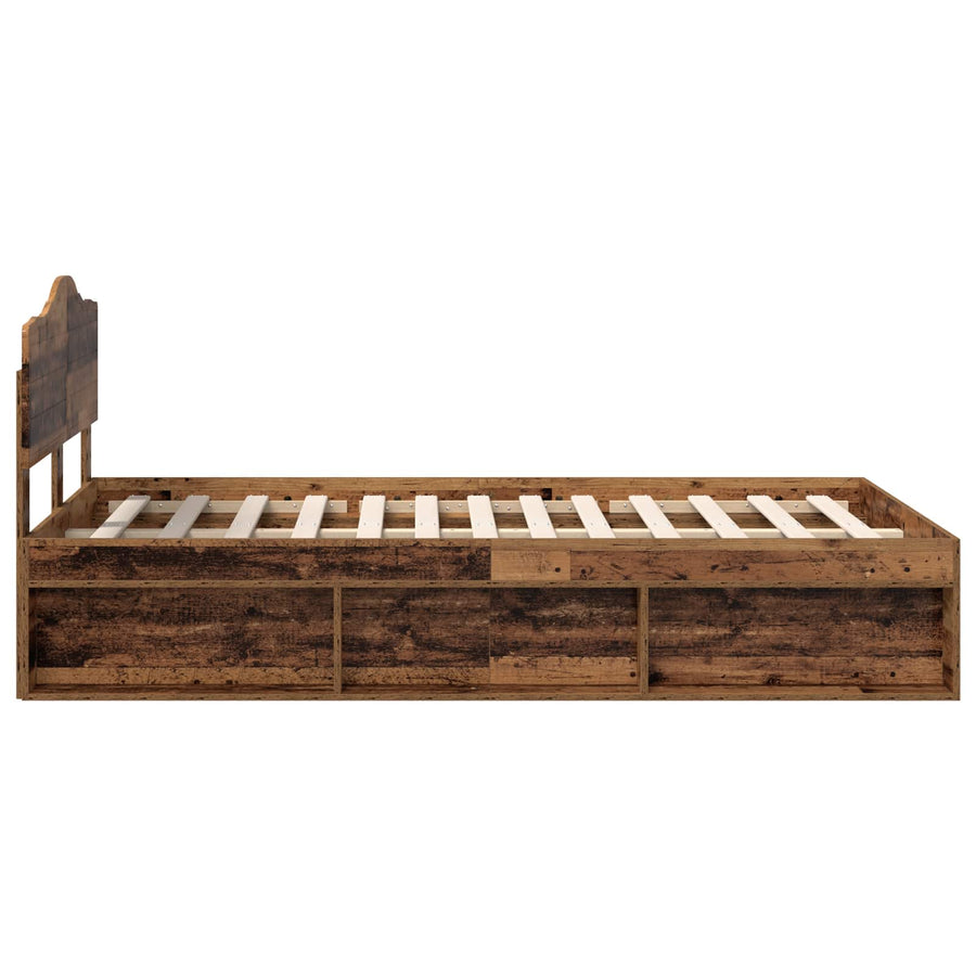 Bedframe met hoofdeinde Oudhout 120 x 190 cm Massief grenenhout