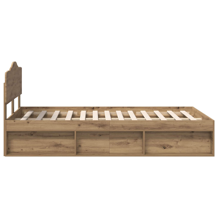 Bedframe Ambachtelijk eiken 120 x 190 cm Massief grenenhout