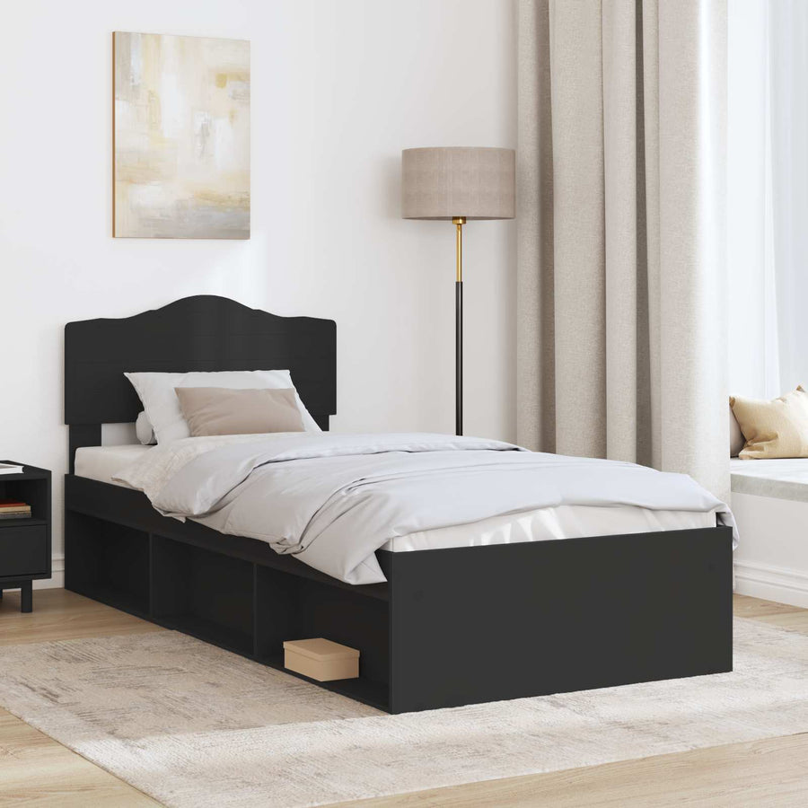 Bedframe met hoofdeinde Zwart 100 x 200 cm Massief grenenhout