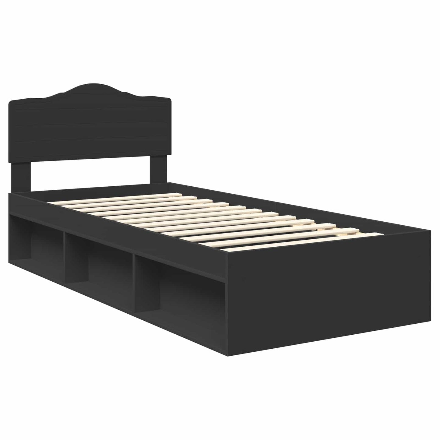 Bedframe met hoofdeinde Zwart 100 x 200 cm Massief grenenhout