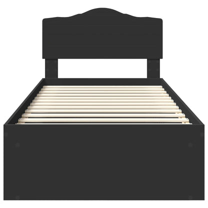 Bedframe met hoofdeinde Zwart 100 x 200 cm Massief grenenhout