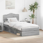Bed frame Grey Sonoma 100 x 200 cm Solid pine wood