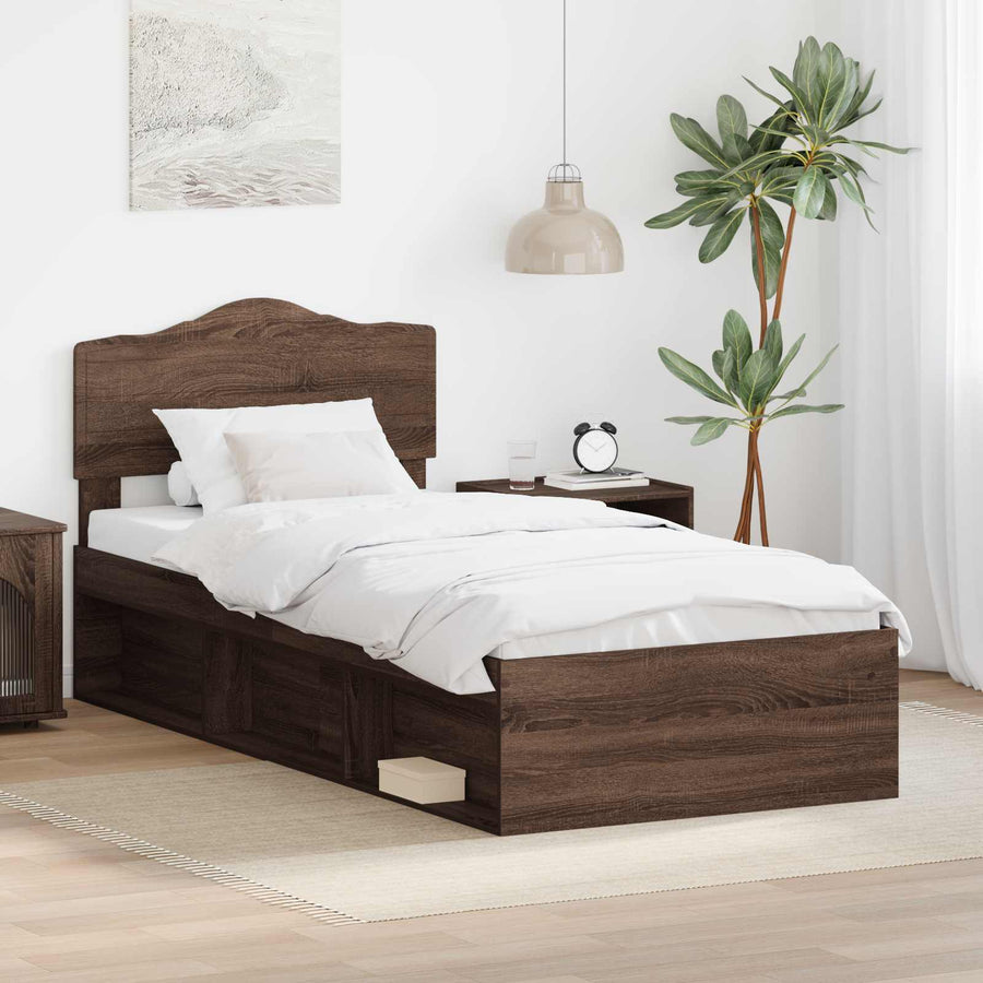 Bedframe Bruin Eiken 100 x 200 cm Massief grenenhout