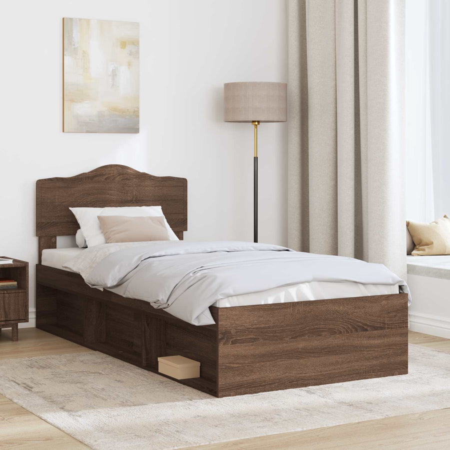 Bedframe Bruin Eiken 100 x 200 cm Massief grenenhout