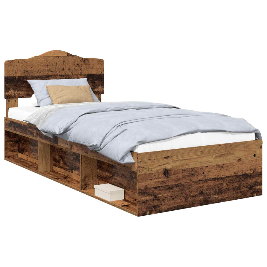 Bedframe met hoofdeinde Oudhout 100 x 200 cm Massief grenenhout