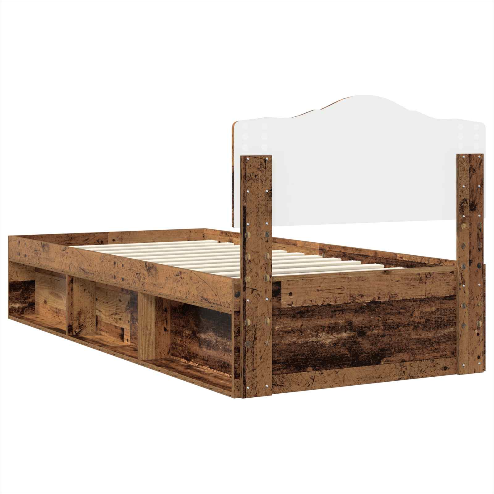 Bedframe met hoofdeinde Oudhout 100 x 200 cm Massief grenenhout