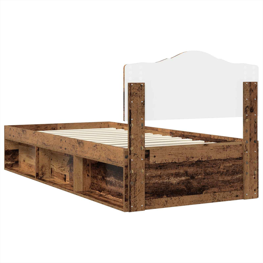 Bedframe met hoofdeinde Oudhout 100 x 200 cm Massief grenenhout