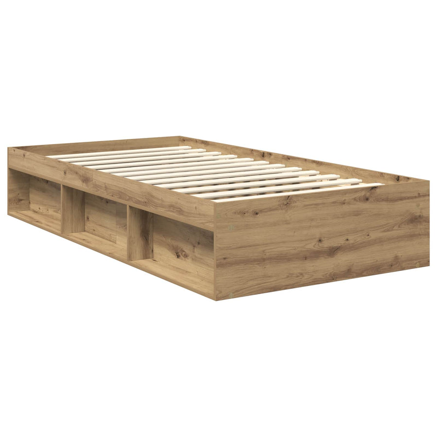 Bedframe Ambachtelijk Eiken Massief Grenenhout Artisanaal Eikenkleurig 100 x 200 cm