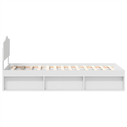 Bedframe met hoofdeinde Wit 90 x 200 cm Massief grenenhout