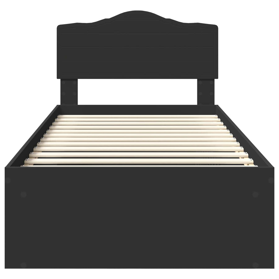 Bedframe met hoofdeinde Zwart 90 x 200 cm Massief grenenhout