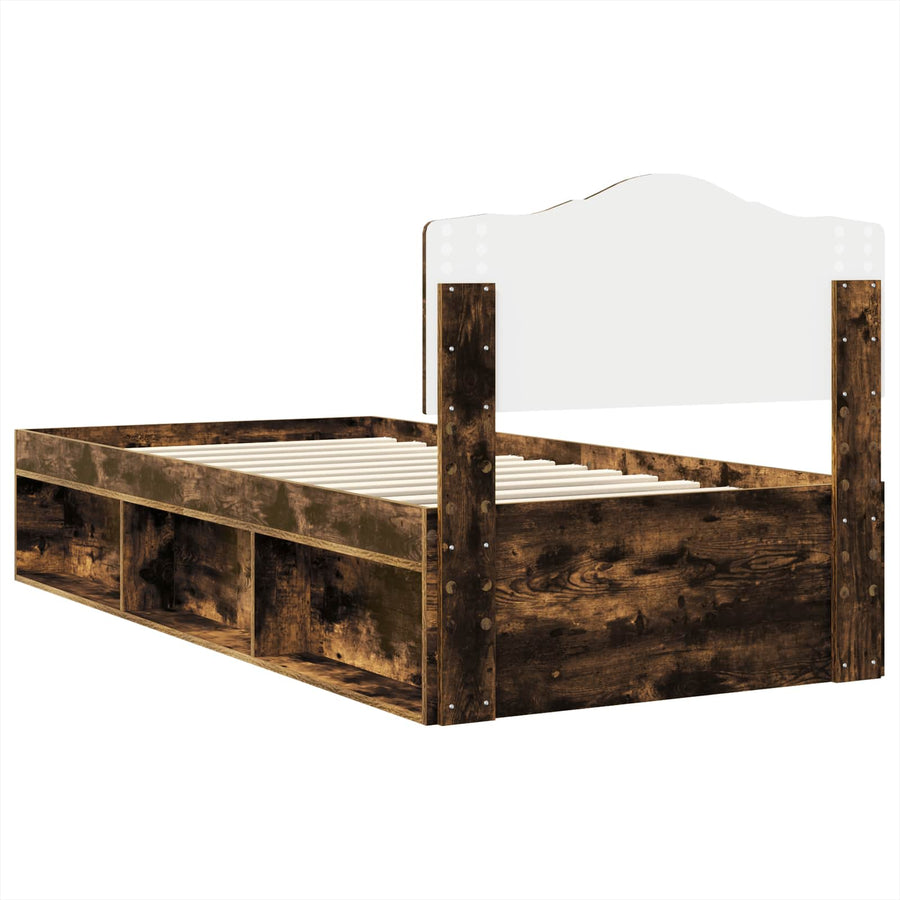 Bedframe Gerookt eiken 90 x 200 cm Massief grenenhout