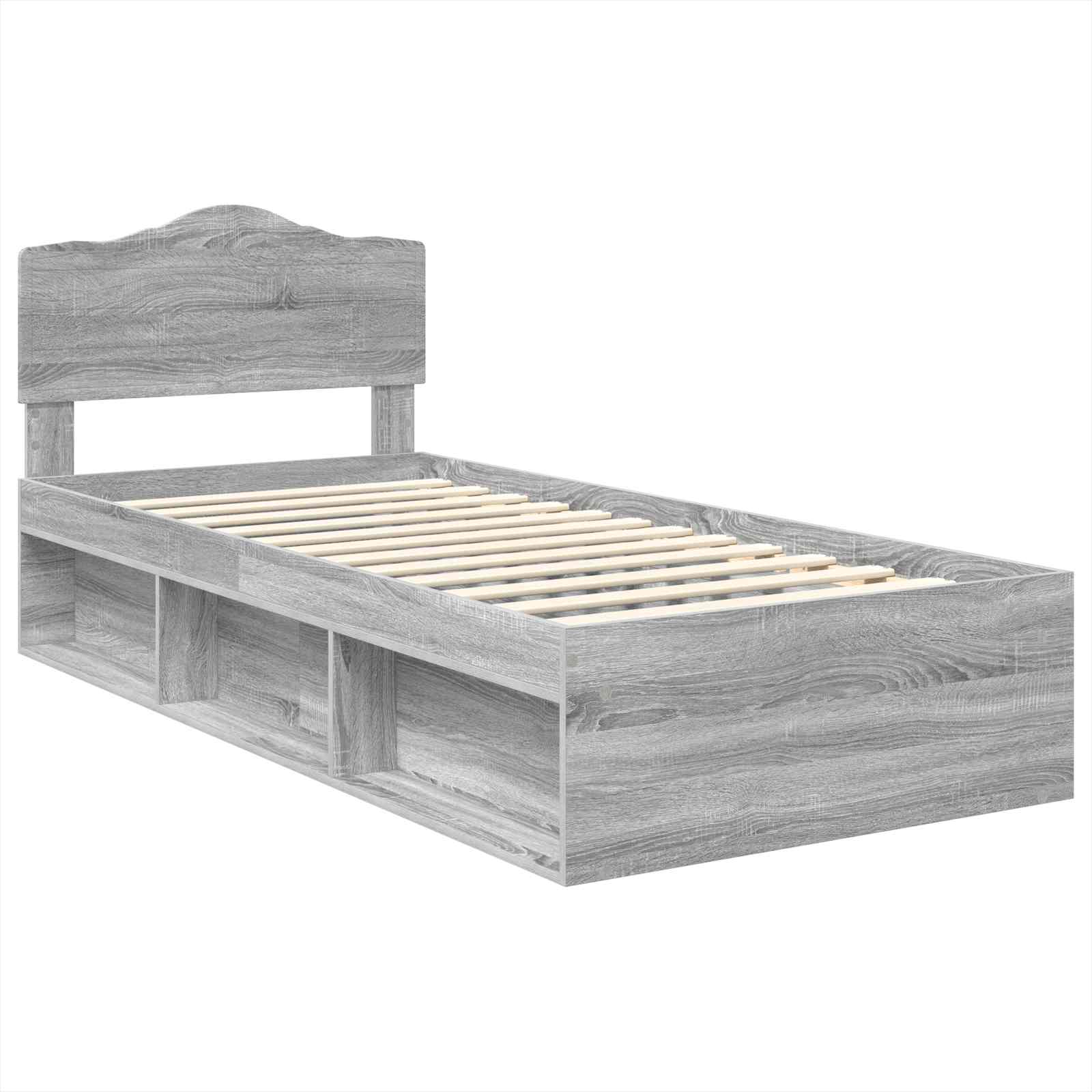 Bedframe Grijs Sonoma 90 x 200 cm Massief grenenhout