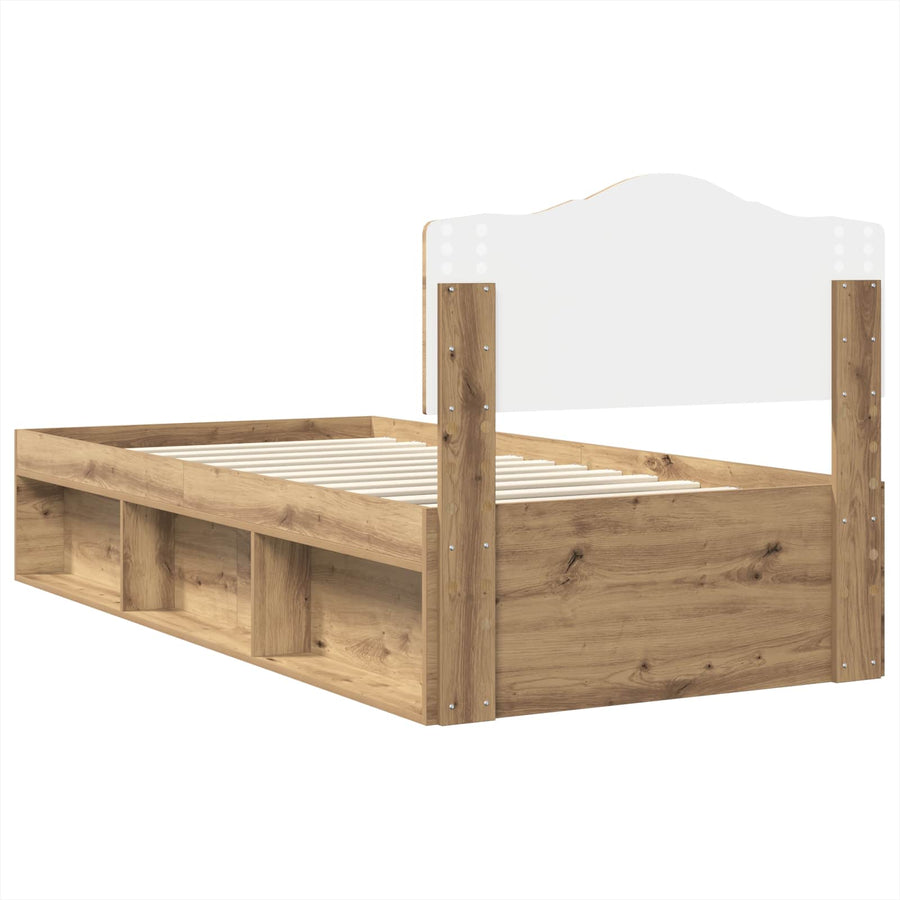 Bedframe Ambachtelijk eiken 90 x 200 cm Massief grenenhout