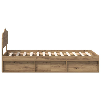 Bedframe Ambachtelijk eiken 90 x 200 cm Massief grenenhout
