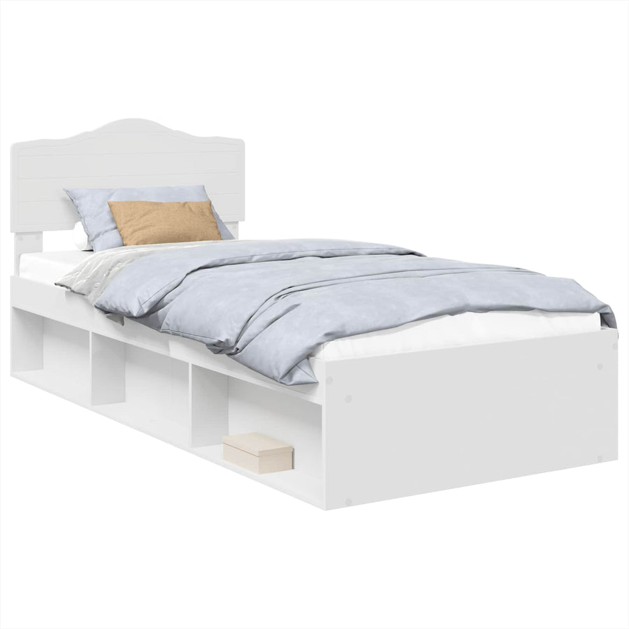 Bedframe met hoofdeinde Wit 90 x 190 cm Massief grenenhout