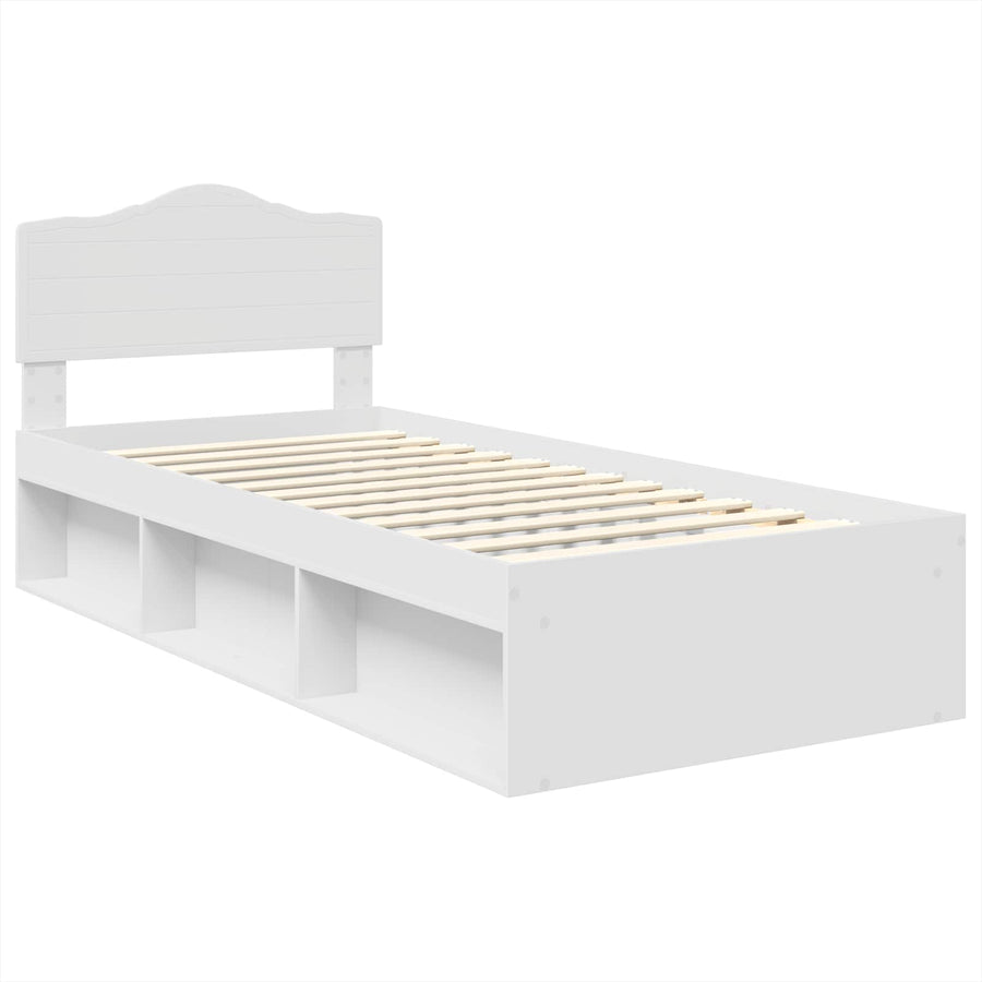 Bedframe met hoofdeinde Wit 90 x 190 cm Massief grenenhout