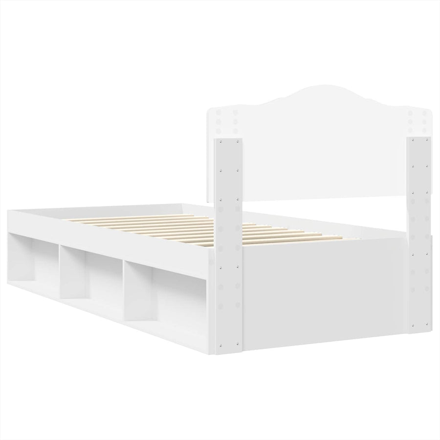 Bedframe met hoofdeinde Wit 90 x 190 cm Massief grenenhout