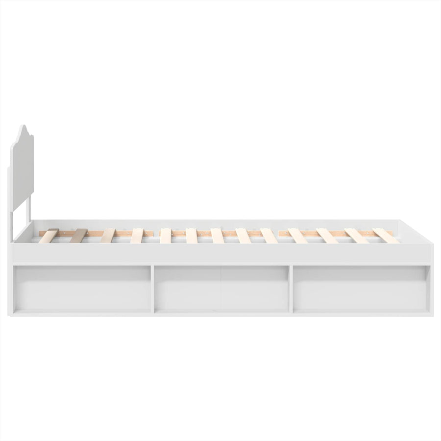 Bedframe met hoofdeinde Wit 90 x 190 cm Massief grenenhout