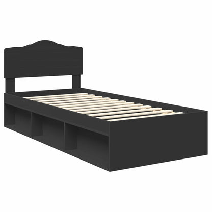 Bedframe met hoofdeinde Zwart 90 x 190 cm Massief grenenhout