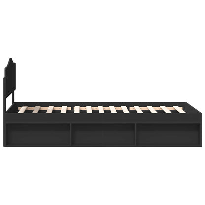 Bedframe met hoofdeinde Zwart 90 x 190 cm Massief grenenhout