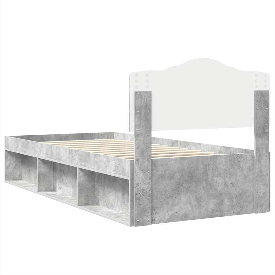 Bedframe Concerte Grijs 90 x 190 cm Massief grenenhout