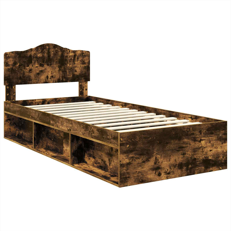 Bedframe Gerookt eiken 90 x 190 cm Massief grenenhout