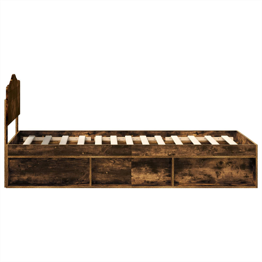 Bedframe Gerookt eiken 90 x 190 cm Massief grenenhout