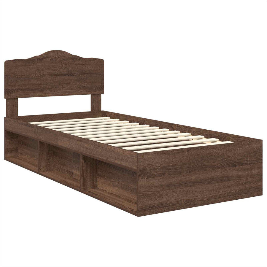 Bedframe Bruin Eiken 90 x 190 cm Massief grenenhout