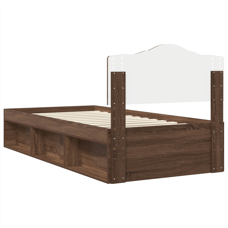 Bedframe Bruin Eiken 90 x 190 cm Massief grenenhout