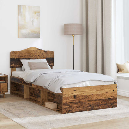 Bedframe met hoofdeinde Oudhout 90 x 190 cm Massief grenenhout